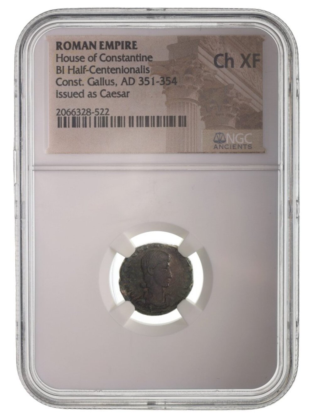 Constantius Gallus Billon Coin AD 351-354 NGC CH-XF Ancient Roman Coin
